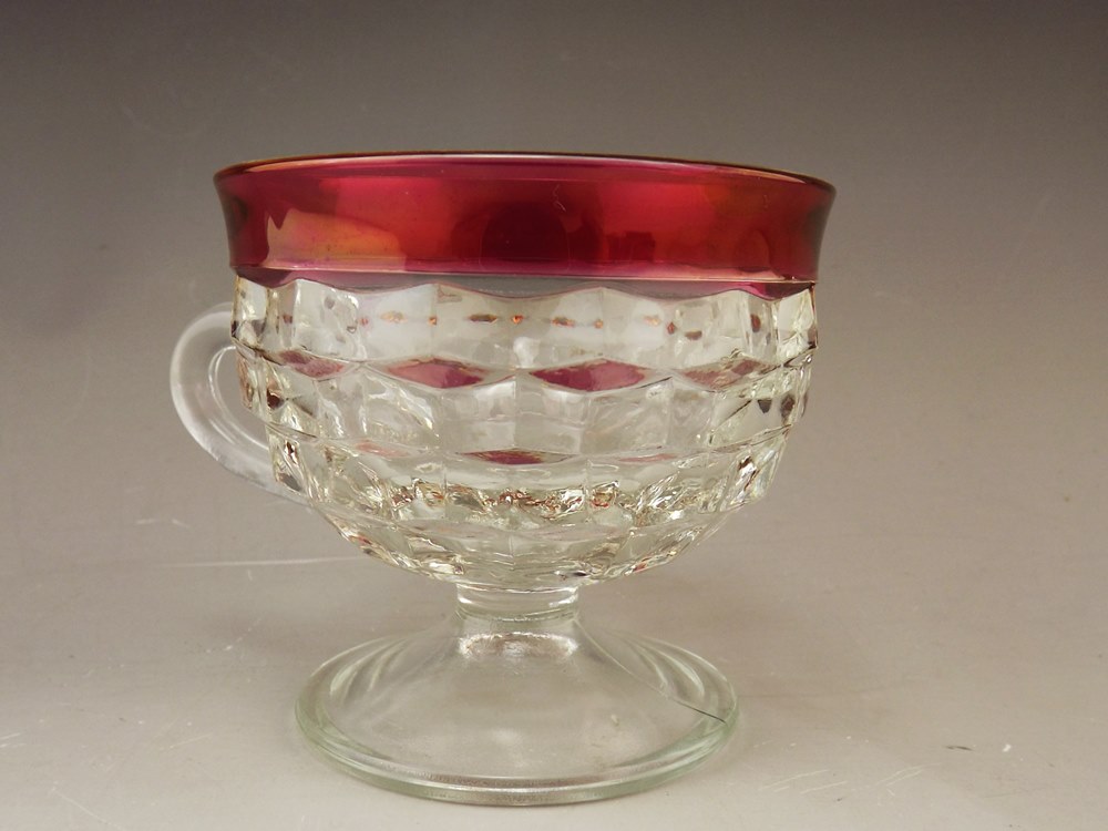 Indiana Glass Whitehall Colonial Ruby Flash Punch Bowl Set