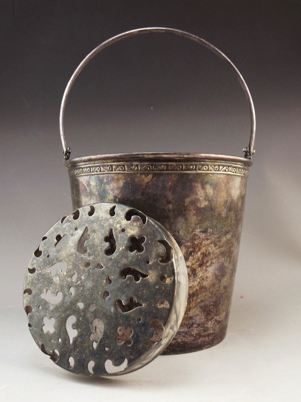 Trio of Vintage Silverplate and Etched Glass Ice Buckets