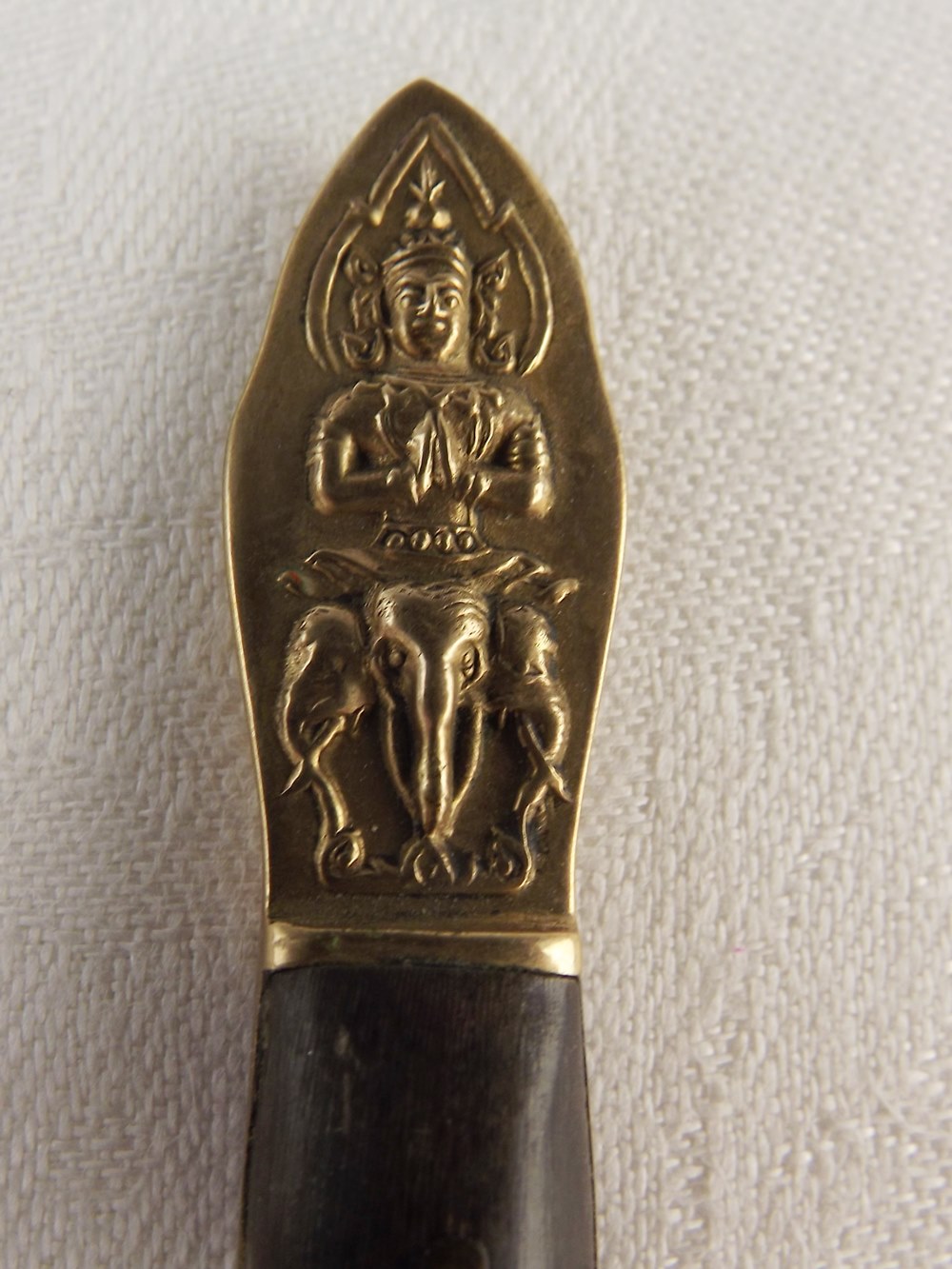 Set of Gold-Washed and Ebony Demitasse Spoons from Thailand