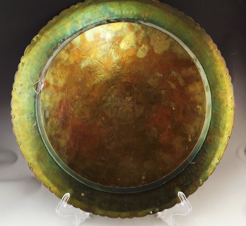 Vintage Hong Kong Rossin Floral-Decorated Brass Plate