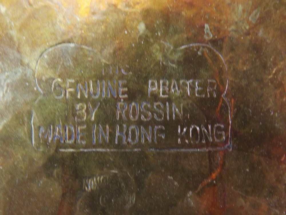 Vintage Hong Kong Rossin Floral-Decorated Brass Plate