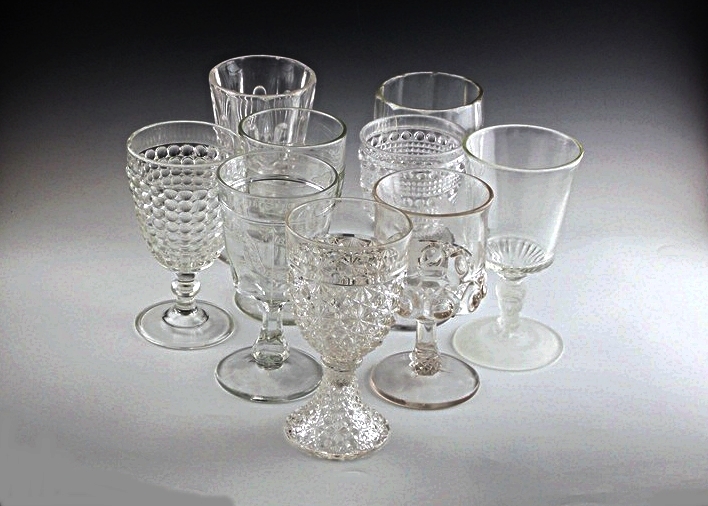 Vintage EAPG pressed glass goblets