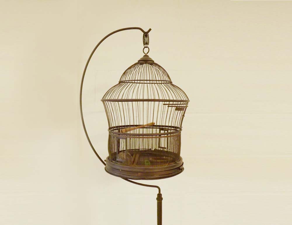 Vintage Brass Bird Cage with Stand