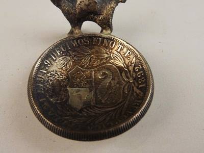 Vintage Peruvian Coin Silver Salt Dishes and Spoons