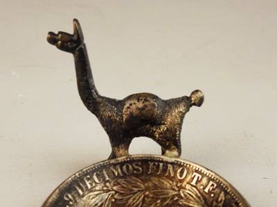 Vintage Peruvian Coin Silver Salt Dishes and Spoons