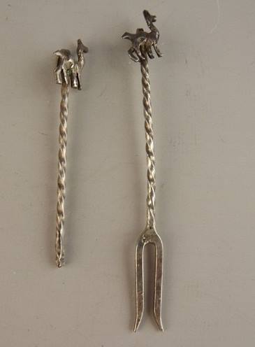 Vintage Peruvian Coin Silver Salt Dishes and Spoons