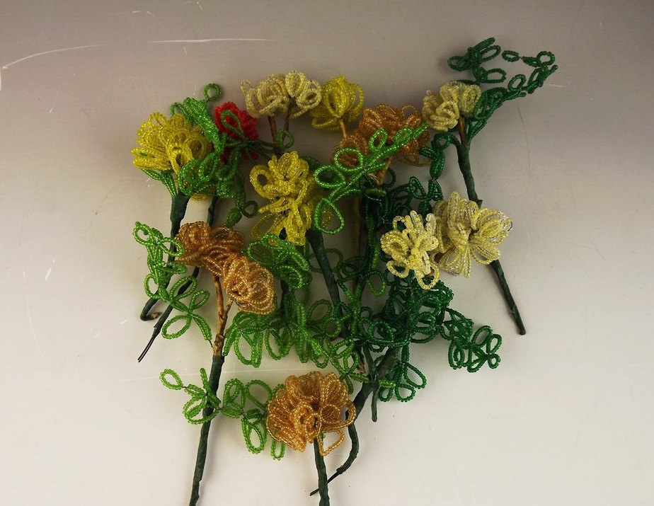 Vintage French Beaded Flowers