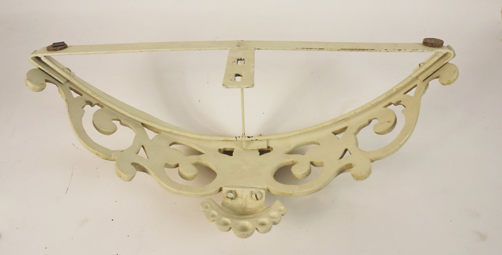 Vintage Painted Metal and Marble Demilune Shelf