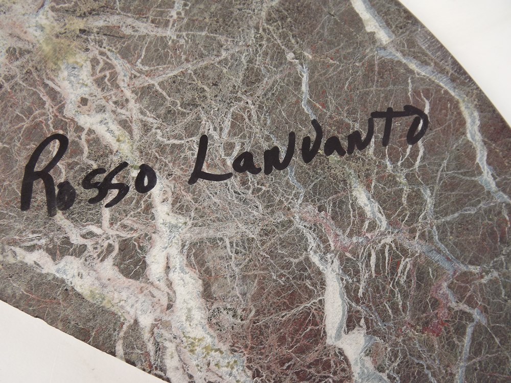 Vintage Painted Metal and Marble Demilune Shelf