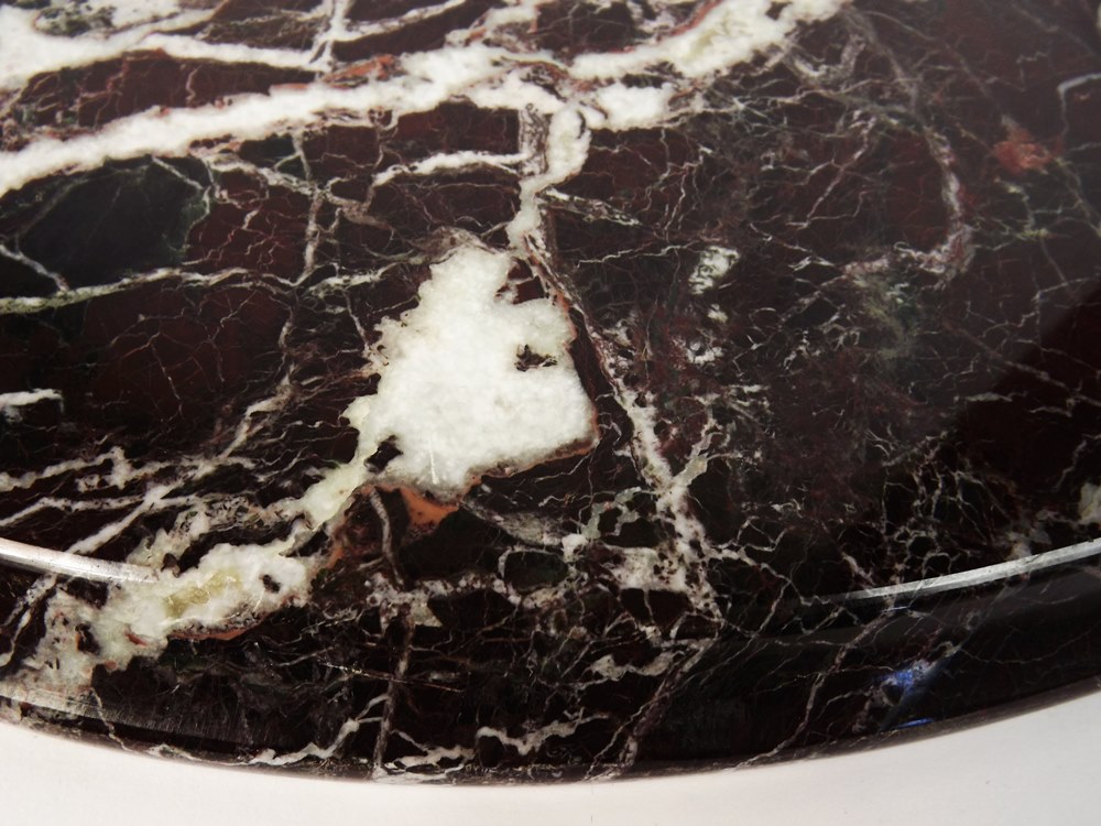 Vintage Painted Metal and Marble Demilune Shelf