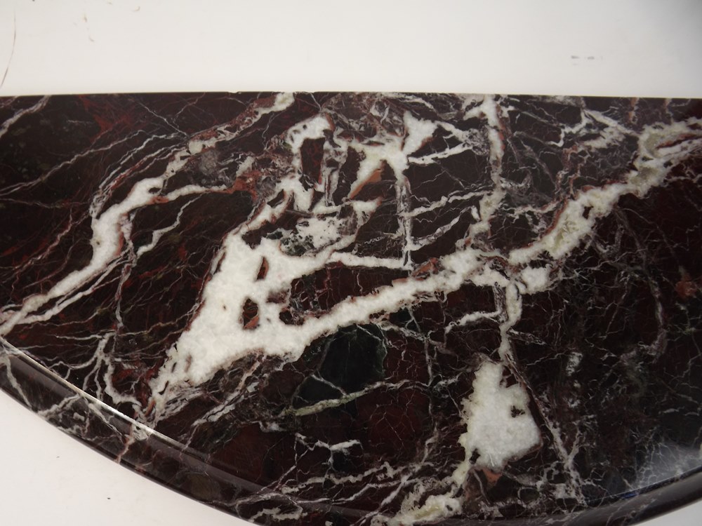 Vintage Painted Metal and Marble Demilune Shelf