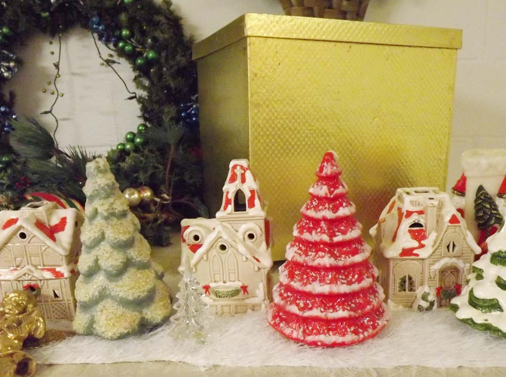 Collection of Retro Christmas Candles and Decorations