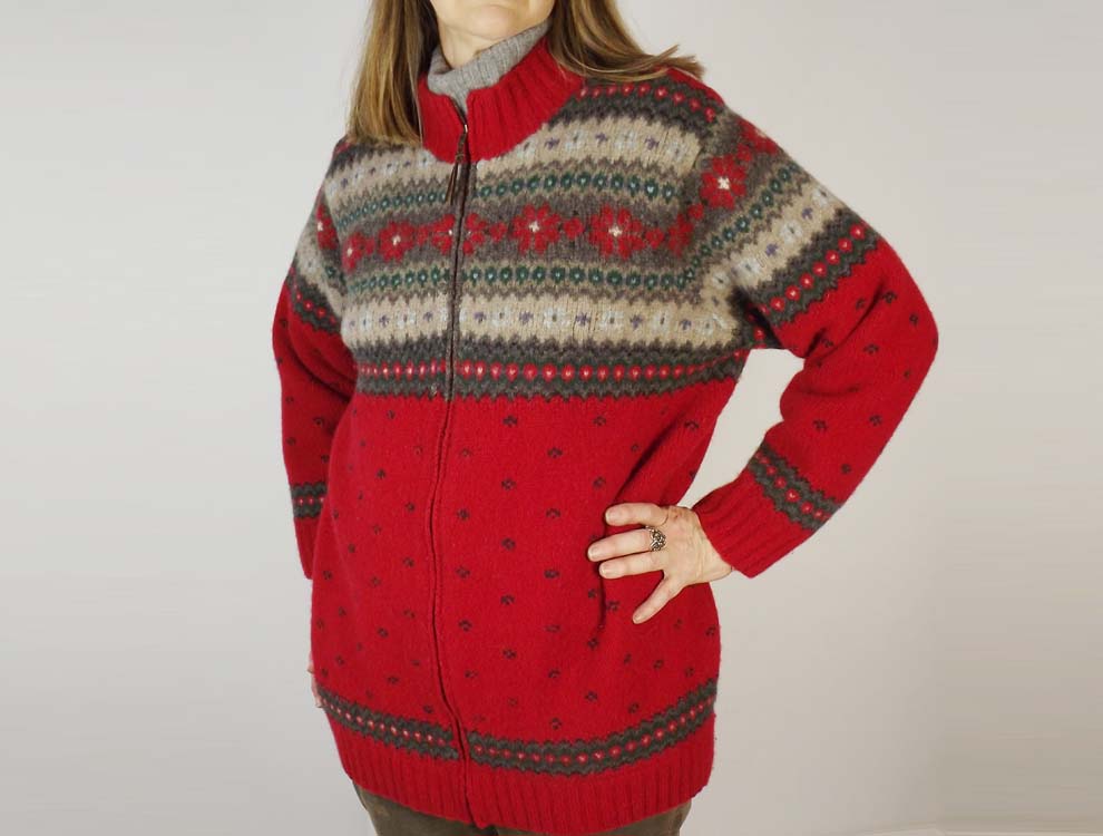 Vintage Fair Isle Wool Zippered Cardigan