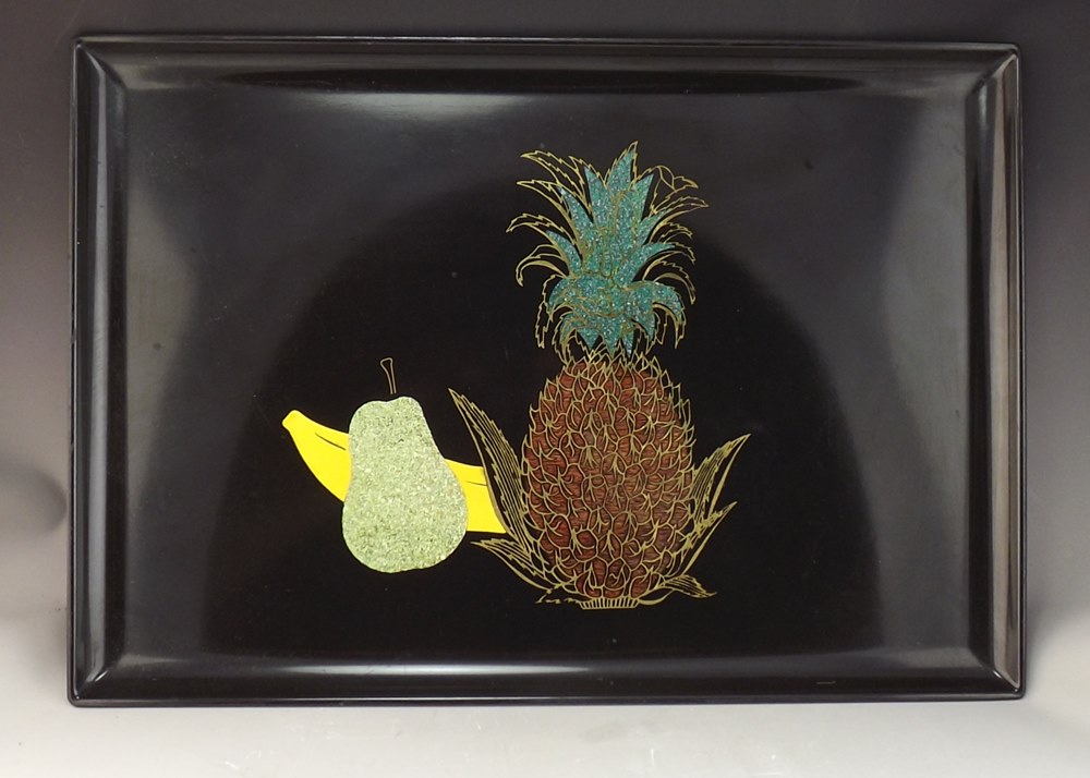 Fitz and Floyd Pots de Creme Set, Couroc Trays, Brass Fondue Pot