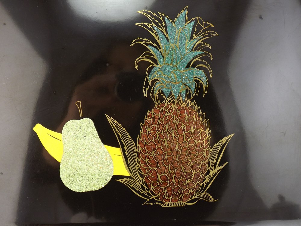 Fitz and Floyd Pots de Creme Set, Couroc Trays, Brass Fondue Pot