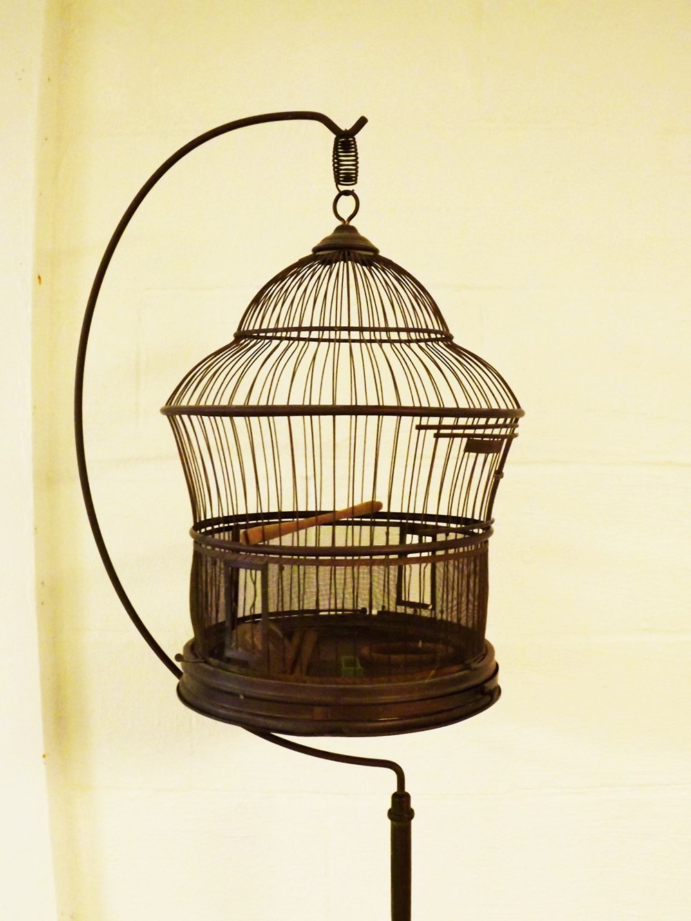 Vintage Brass Bird Cage with Stand