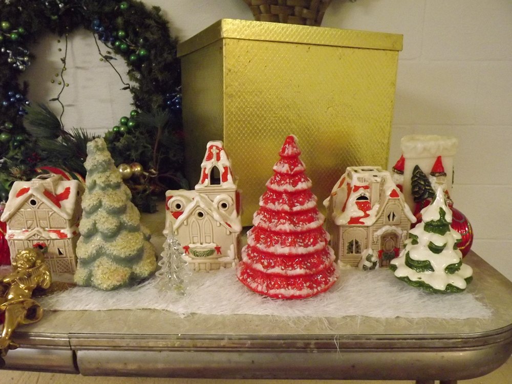 Collection of Retro Christmas Candles and Decorations