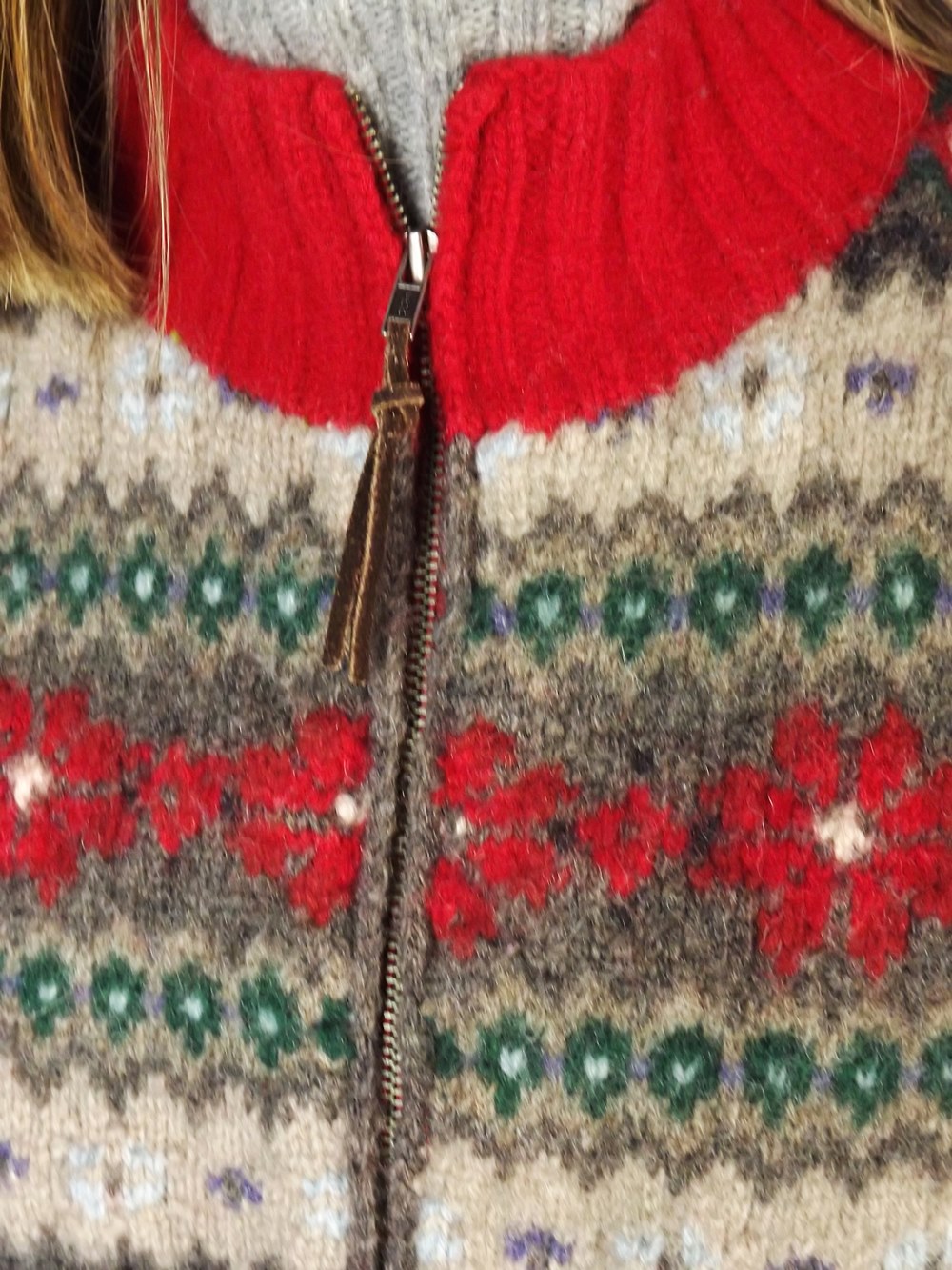 Vintage Fair Isle Wool Zippered Cardigan