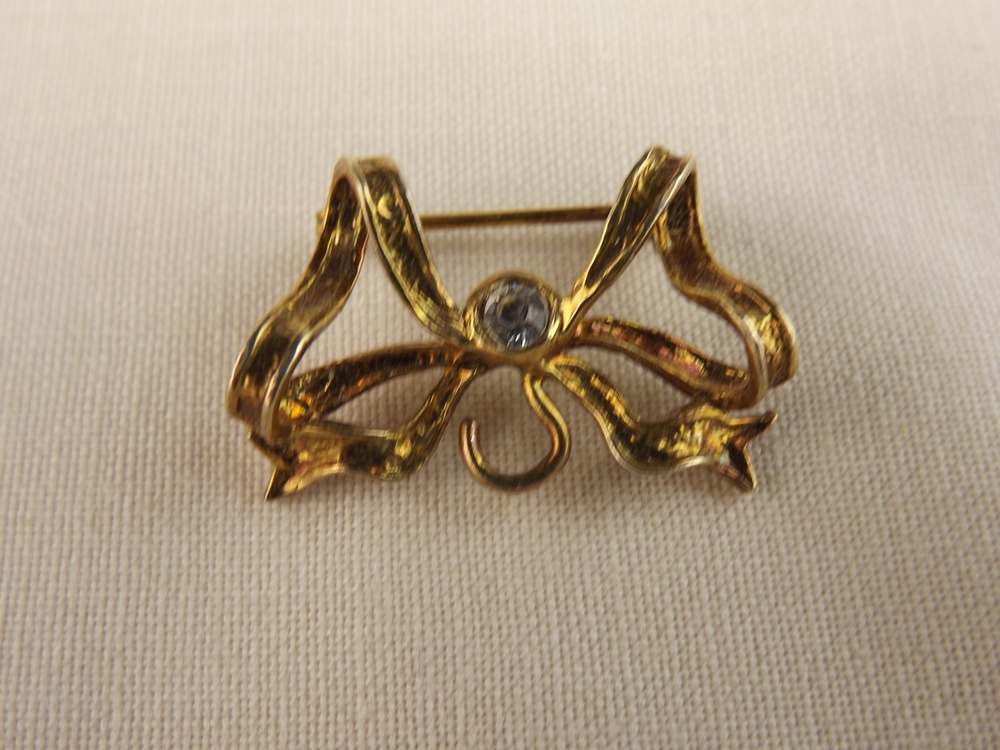 Vintage Coro Stone Earrings, Victorian Style Pendant Earrings, and Sterling Silver Ribbon Pin