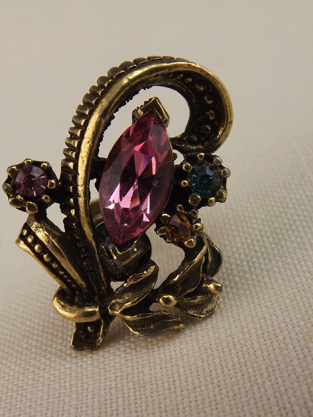 Vintage Coro Stone Earrings, Victorian Style Pendant Earrings, and Sterling Silver Ribbon Pin