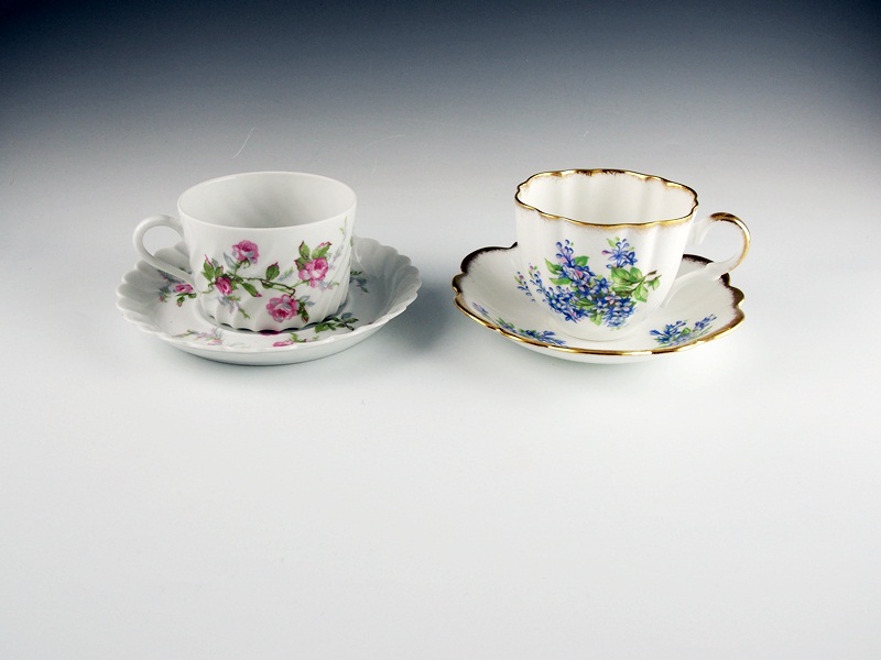 Collection of vintage tea cups and saucers