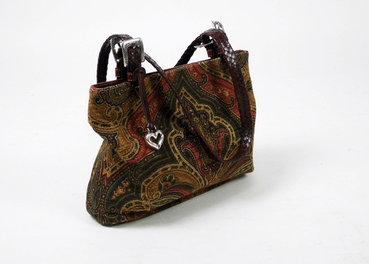 Brighton Tapestry handbag with braided leather handles