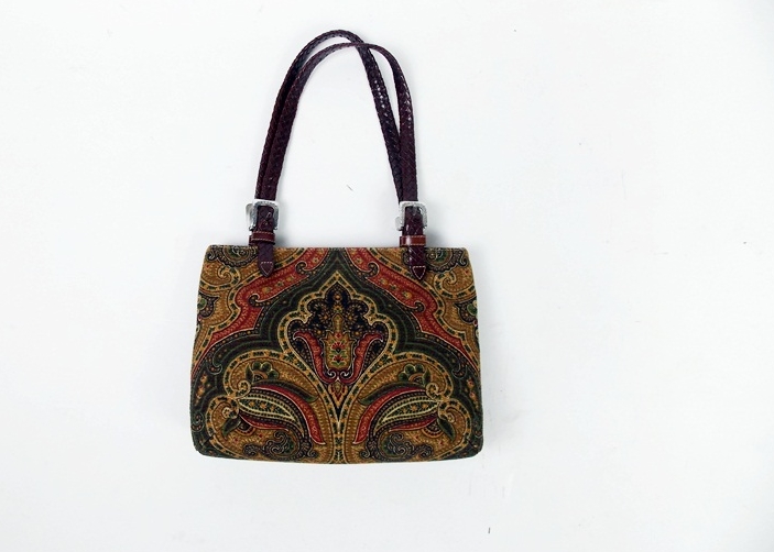 Brighton Tapestry handbag with braided leather handles