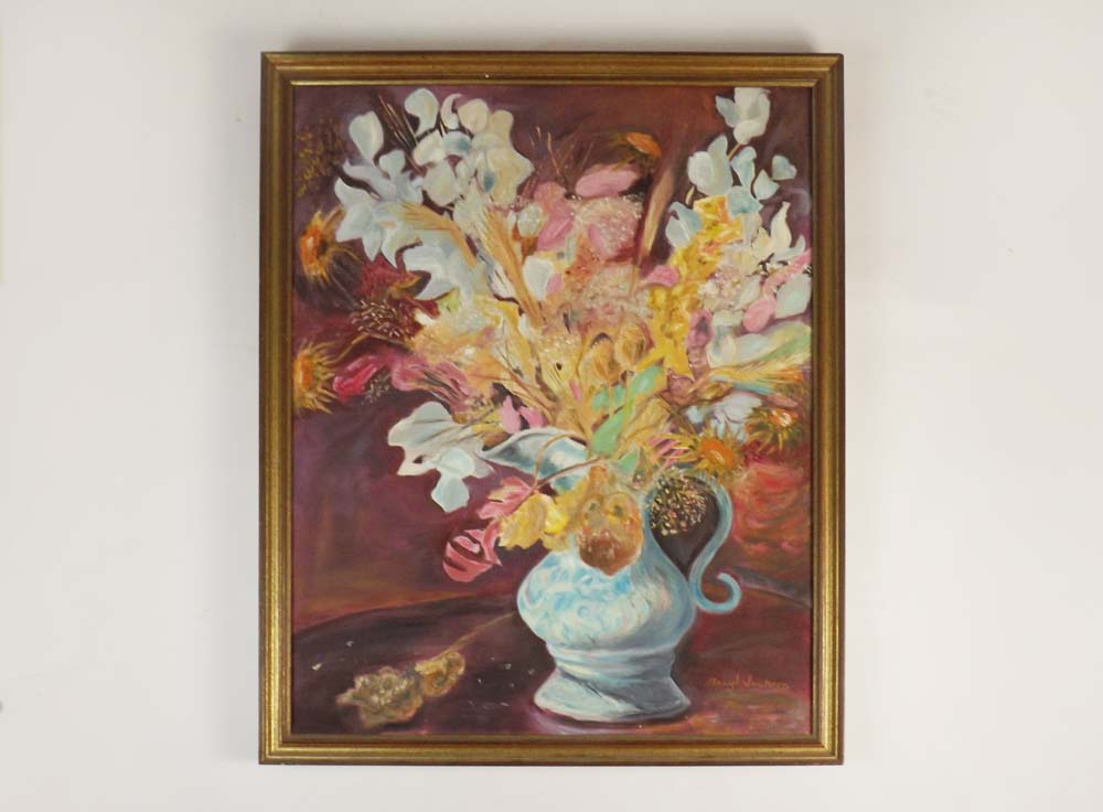 Original Floral Still Life Oil on Canvas by artist Beryl Jackson