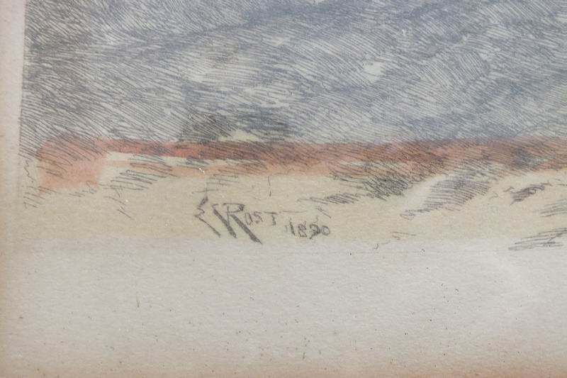 Colored etching by Earnest L. Rost 