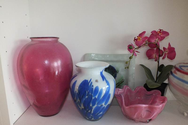 Five very large Art Glass items