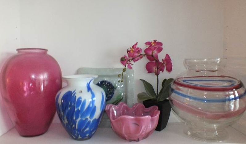 Five very large Art Glass items