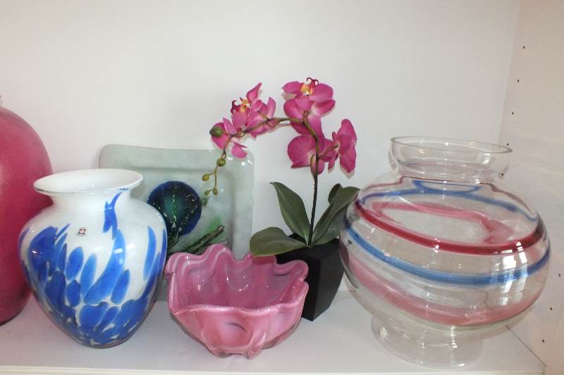 Five very large Art Glass items