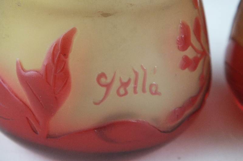 Pair of Cameo Glass Perfumes, marked Galle