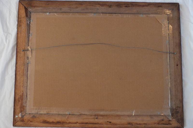 An unsigned watercolor on paper which depicts a barn scene in between the seasons with wonderful majestic trees