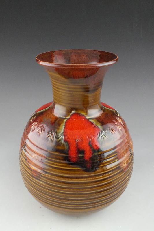 Two pottery vases of Dryden Arkansas Pottery made from native clays and quartz