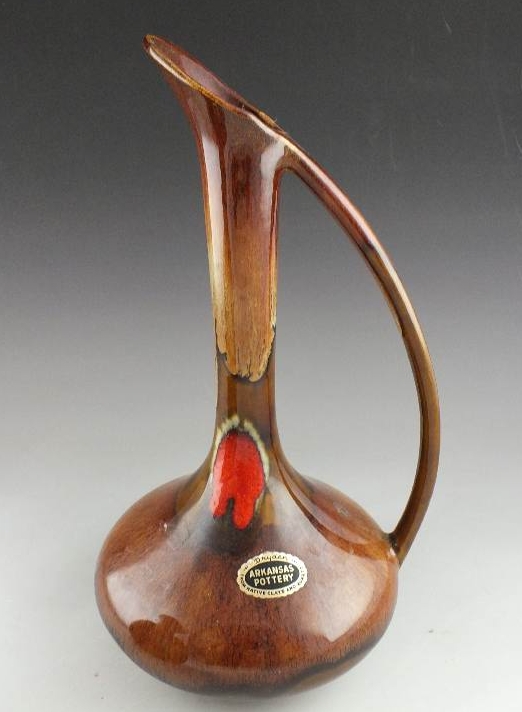 Two pottery vases of Dryden Arkansas Pottery made from native clays and quartz