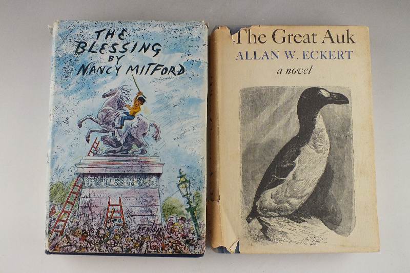 A pair of first edition hardback books: a 1951 First Printing of "The Blessing " by Nancy Milford and  1963 first edition "The Great Auk" by Allan W. Eckert