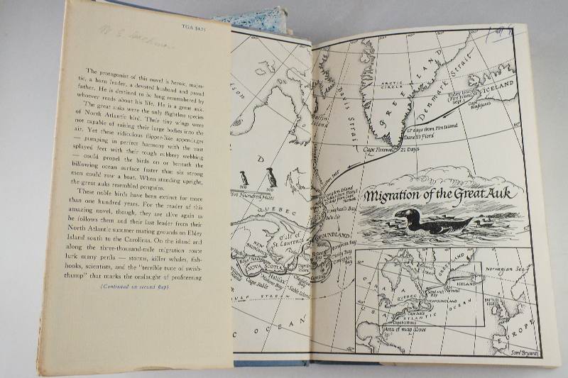 A pair of first edition hardback books: a 1951 First Printing of "The Blessing " by Nancy Milford and  1963 first edition "The Great Auk" by Allan W. Eckert