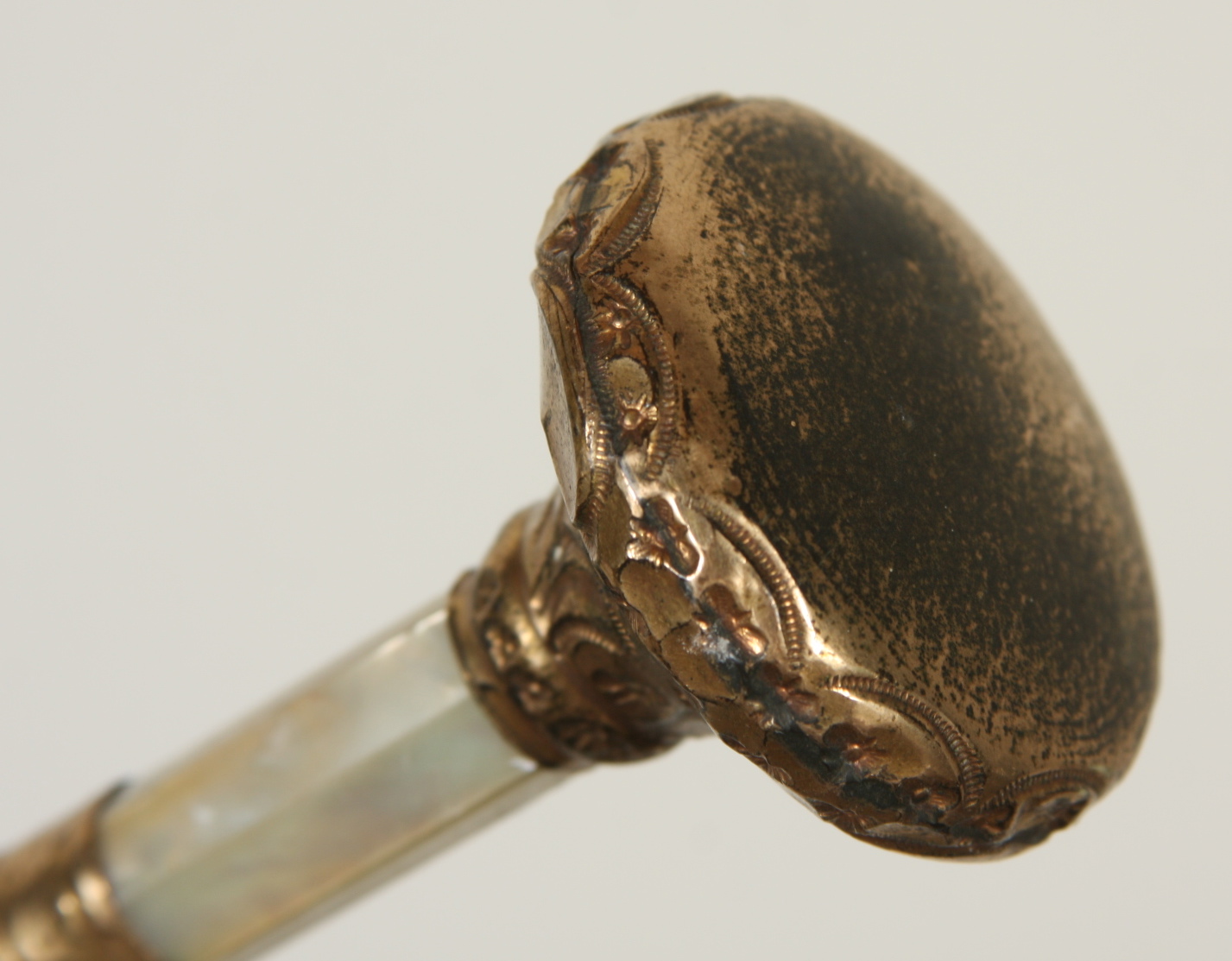 Victorian Parasol and Cane, Gold Filled and Sterling Silver Decoration