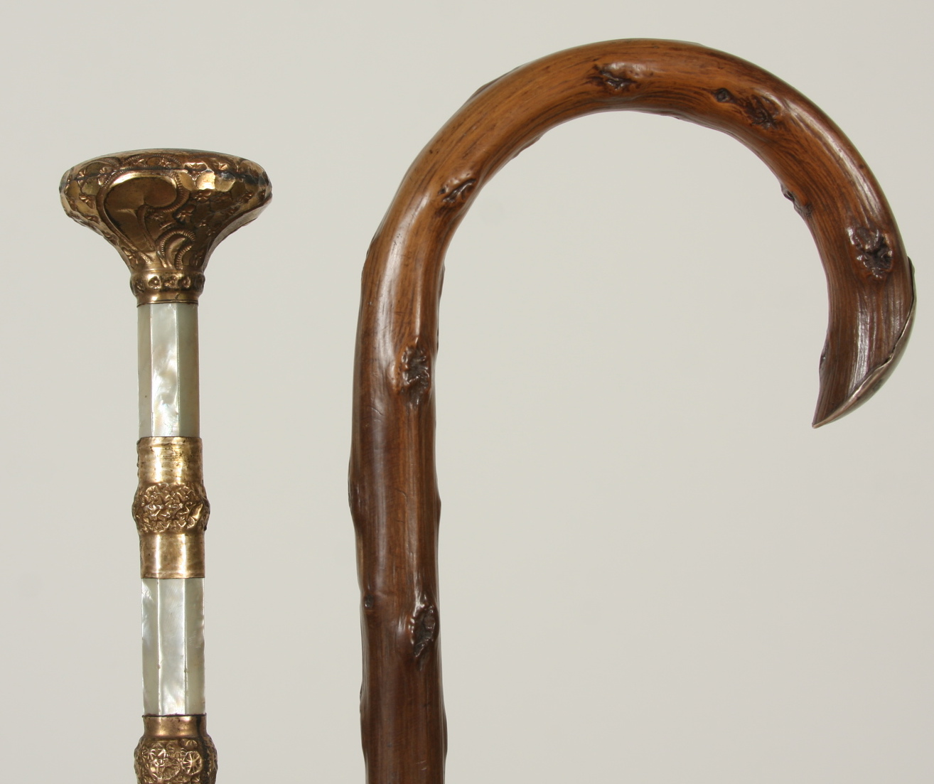 Victorian Parasol and Cane, Gold Filled and Sterling Silver Decoration