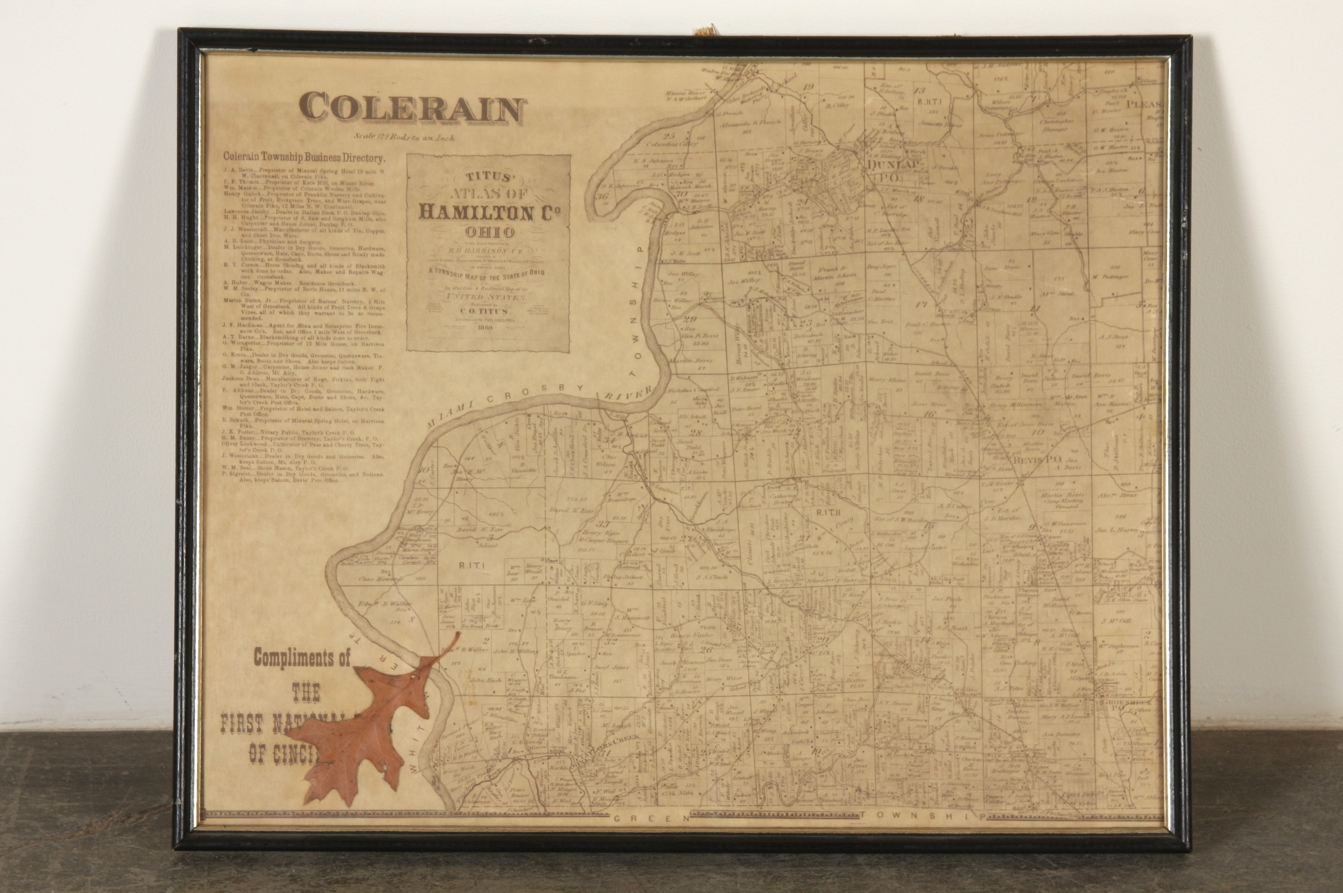 1869 Map of Colerain, Cincinnati, Ohio