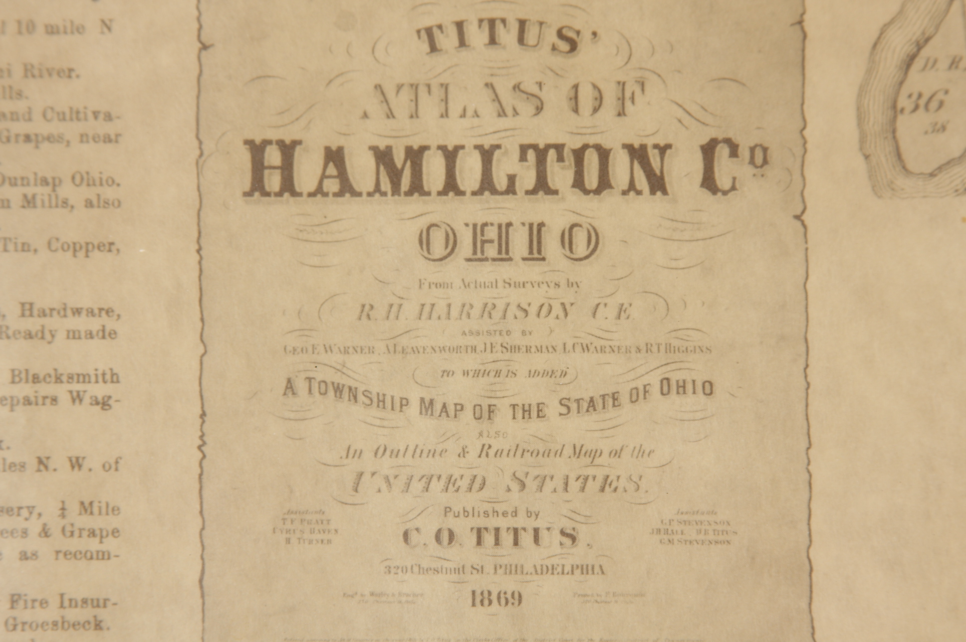 1869 Map of Colerain, Cincinnati, Ohio