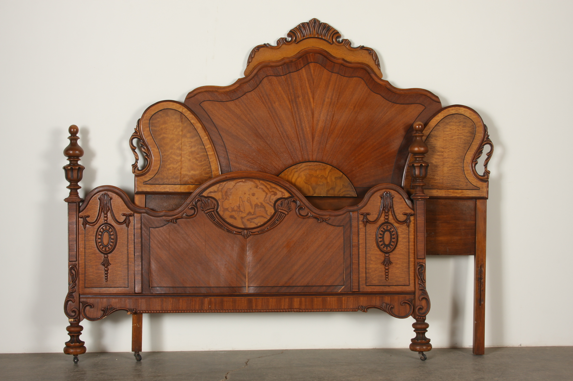 Vintage Provincial 1920s Headboard and Footboard