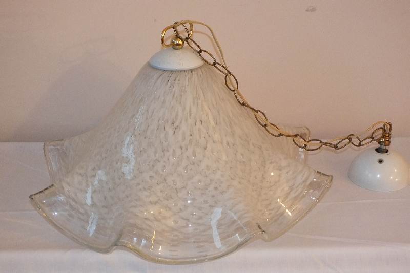 Fluted white Art Glass Light fixture