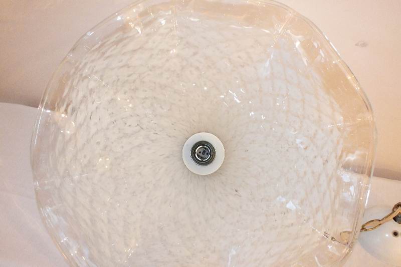 Fluted white Art Glass Light fixture