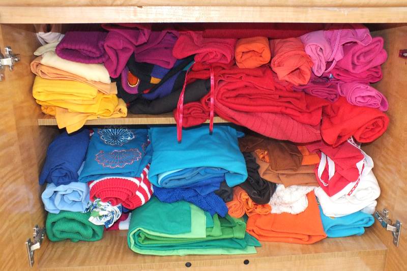 Wow- a trove of colorful ladies tee-shirts and Sweater