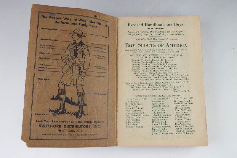 A revised first edition, 18th printing of the 1933 Handbook for Boys Boy Scouts of America