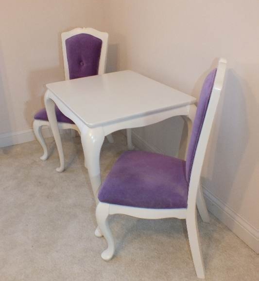 An adorable "junior size" Queen Anne style table and two side chairs