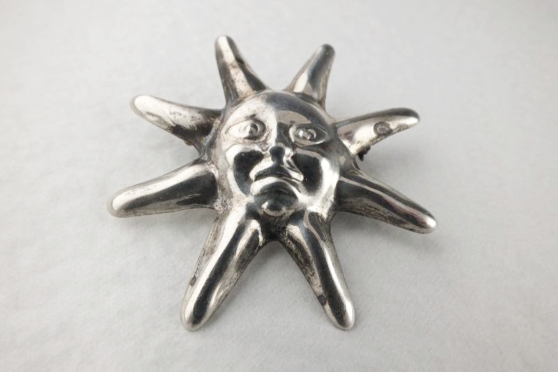 Sterling silver sunburst pin