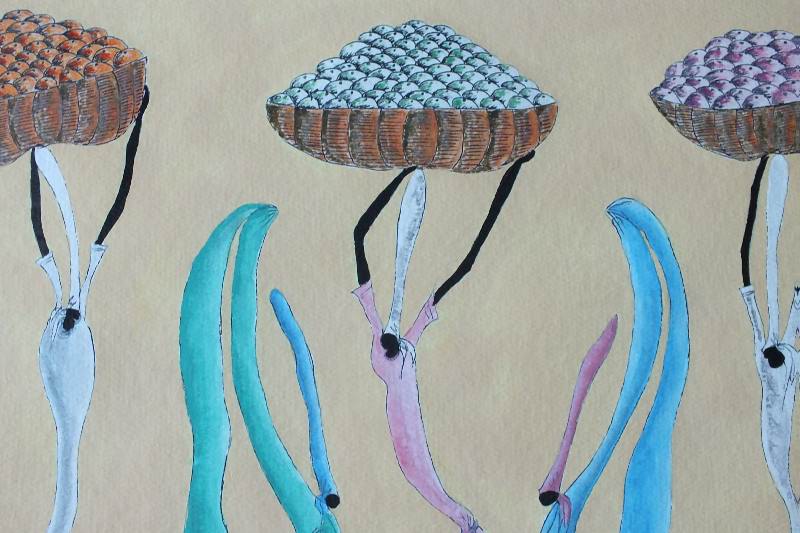 An original watercolor signed and dated by Haitian artist, Martino Dorce 1992